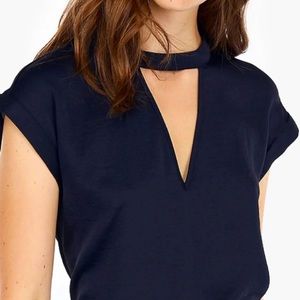 Express Women's Satin Choker Neck Gramercy
Tee In Black